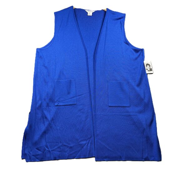Exclusively Misook Women NWT Vintage Longline Vest Open Front Royal Blue 3X I213 - Picture 1 of 7